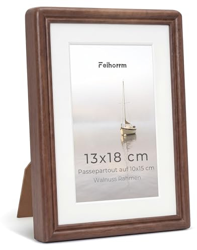 Feihorrm Bilderrahmen 13x18, Walnuss Rahmen Mit Gehärtetem Glas