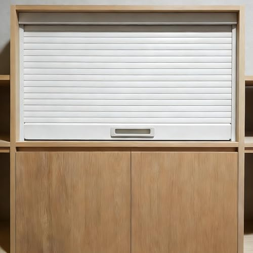 Skjutdörr i skåp från Tambour - Infällbara ABS-upprullbara garderobsdörrar för kontor, hall, kök, sovrum - Platsbesparande, snygg design, 90x80 cm