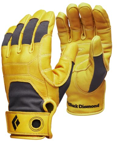 Black Diamond TRANSITION GLOVES, Kevlar-verstärkter Handschuh aus Leder zum Klettern, Sichern, Abseilen, Arbeiten und für Klettersteige, Natural, Gr. Small