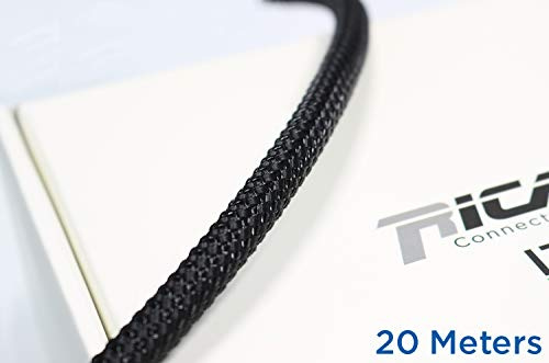Ricable Custom BB08/20 - Noir/Noir 20 m - Gaine de Protection tressée pour câble 4-10 mm