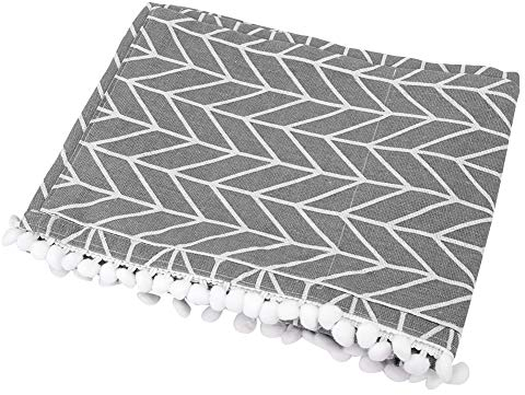 TOPINCN Fridge Dust Cover Multi-Purpose Washing Machine Cotton Linen Top Cover with Side Storage Pockets-Grey White Stripes(70 X 170Cm)