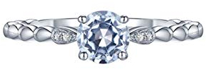 Beydodo Damen Ring 750 Weißgold 0.51ct Rund Aquamarin Verlobungsring mit Diamanten Gr. 56 (17.8)