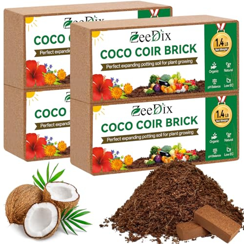Zeedix Kokoserde 4 Stück (36L) - 100% natürliche & biologische Anzuchterde torffrei & ungedüngt, nährstoffarm für Hochbeete, Terrarien und Pflanzen