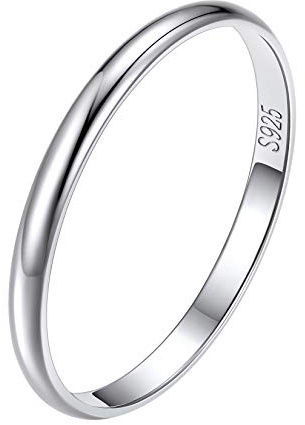Suplight Herren Verlobungsring Ehering Silber 925 Ring Größe 59 2mm glänzender Silberring Schmuck für Hochzeit Verlobung