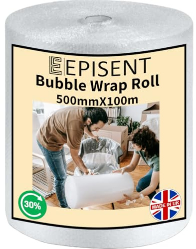 EPISENT Premium Bubble Wrap – 500mm x 100m Large Roll, Strong Packing Roll for House Moving, Shipping & Storage, Small Air Bubbles for packaging supplies
