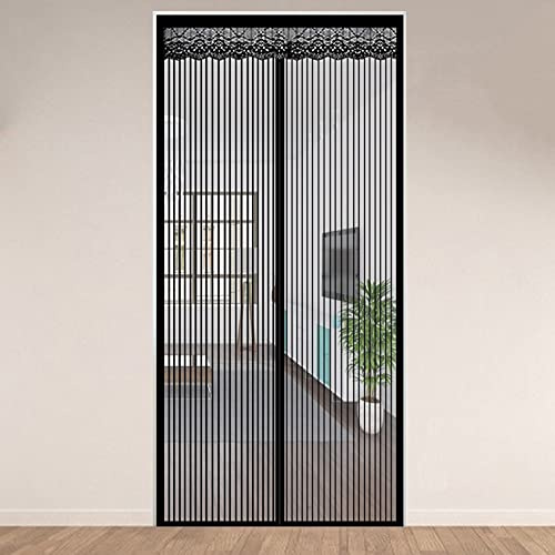 GOUER Magnetic Fly Insect Screen Door, 95x205cm Mosquito Bug Protection Heavy Duty Mesh Curtain Auto Closer Magnet, for Door Balcony Door Living Room Patio Door, Black A