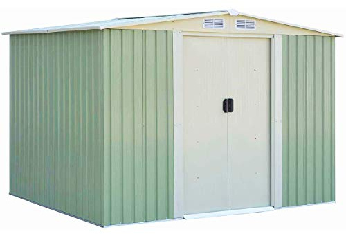 COSTWAY Abri de Jardin en Métal, 205 x 257x 175,5 cm Toit Galvanisé | Remise de Jardin avec Bouche d’Aération, pour Charges Lourdes, Vert