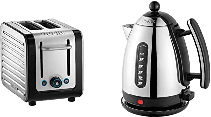 Dualit Architect 2 Slice Toaster | Brushed Stainless Steel With Black Trim | 26505 & Lite Kettle - 1.5L Jug - Fast Boiling by 72010 | Matching Kettle Available