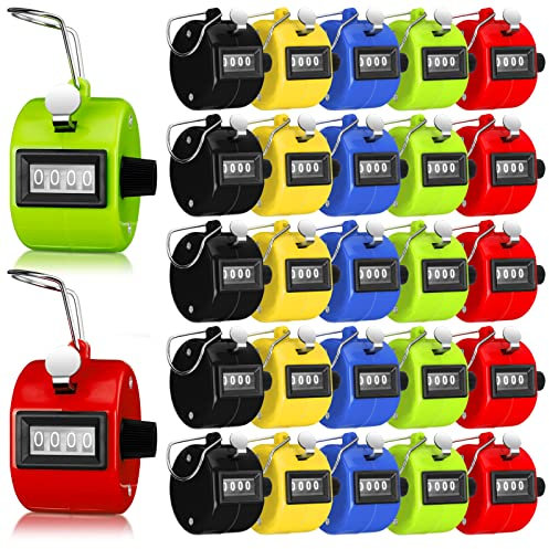 Kingdder 25 Pcs Tally Counter People Counter 4 Digit Click, Multi Colors