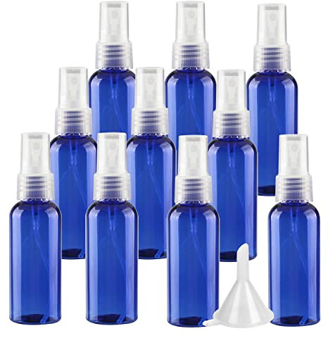 LusDoly 50 Stück, 50ml Blau Plastik Kunststoff Sprühflasche Mit Transparent Sprüher Nachfüllbar Sprühflaschen Leer für Parfümzerstäuber Zerstäuberflasche Reise Flakons