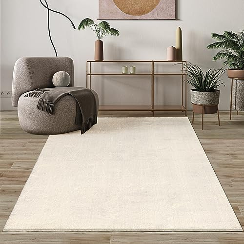 Mia's Teppiche Comfort Tappeto moderno a pelo corto, lato inferiore antiscivolo, lavabile fino a 30 gradi, morbidissimo, effetto pelliccia, Beige, 80 x 150 cm