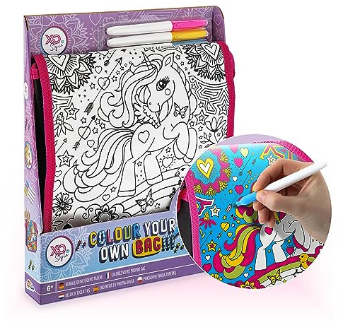 Grafix Einhorn-Taschen-Set zum selber Ausmalen | Ideal für Mädchen ab 6 Jahren | Einhorn-Spielzeug und Basteleien in einem! | Bemalen Sie Ihr eigenes Taschenset | Kreative Handtasche für Kinder