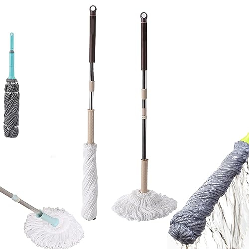 Lipski Trapeador mágico autoescurrido de Limpieza sin Esfuerzo, trapeador mágico de Microfibra para Piso con Mango de Acero Inoxidable, trapeador de Limpieza Multiusos en seco húmedo (B)