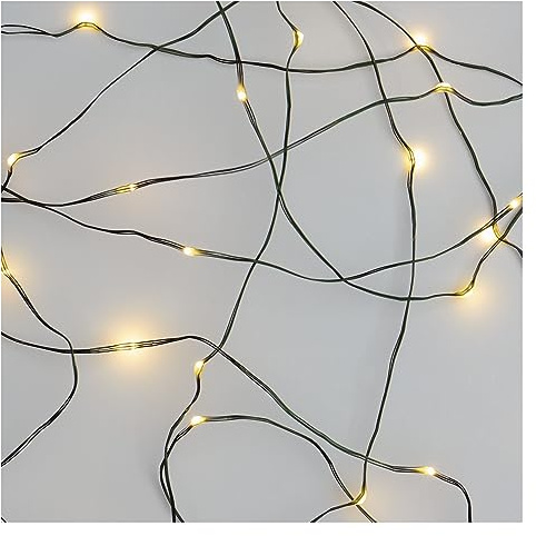 EMOS Nano-Lichterkette warmweiß für Innen und Außen (IP44), 7,5m lange LED-Weihnachtslichterkette NANO für Partys, Weihnachten, 6 Stunden Timer Funktion, Netzteil und Transformator, grünes Kabel