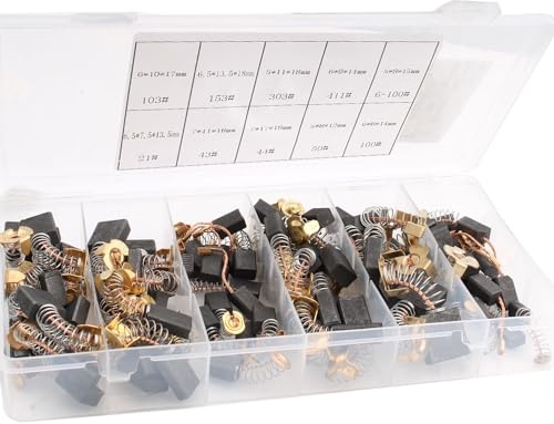 RUNCCI-YUN 80PCS 10 tailles Balai Charbon Moteur Electrique Balais en Charbon Universel Charbon pour Perceuse Charbon pour Machine Electrique Brosses de Carbone pour Ponceuses, Scies Circulaires
