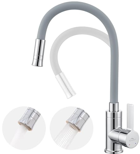 Auralum Robinet Cuisine Noir Flexible Avec 2 Modes de Pulvérisation, Mitigeur Cuisine Rotatif 360°, Robinet Evier Cuisine Avec Perlator Economiseur D'Eau