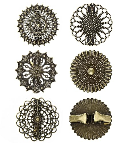 5 Stile Vintage Cardigan Clips, Strickjacke Clip, Kleid-Cinch-Clips-Set, Runde Vintage Blumen Cardigan Clip, Kleid Taillenstraffer Brosche, Kragen Schal Kragen Verschlüsse für Frauen