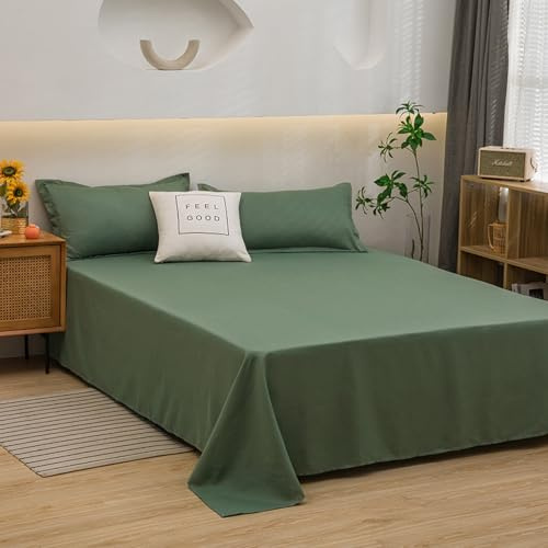 HAIBA Bettlaken ohne Gummizug 150x230cm Dunkelgrün Betttuch ohne Gummi Baumwollstoff Laken zum zudecken