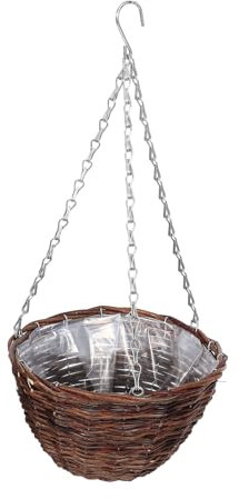 POPETPOP Cesto Portafiori Intrecciato in Rattan Sospeso Per Piante Da Balcone e Giardino, Vaso Da Fiori Appeso Artigianale Design Aperto Per Decorazione Di Interni Ed Esterni