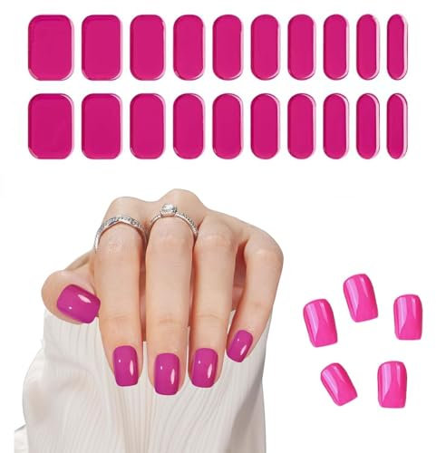 EnixwH 22PCS UV Gel Nagelfolie Selbstklebend für Frauen Mädchen Nagel Dekoration, UV Nagelfolien, Gel Nagellack Aufkleber, Full Wraps Nagelaufkleber für Maniküre Dekoration DIY Werkzeuge (Rosa)