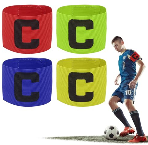 Garnirise Captains Armband Kids Captain Armband Football 4 pcs Velcro Captains Armband Adjustable Multicoloured Elastic Sports Arm Bands for All Sports Events Clubs Teams Pack for Child
