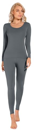 Liang Rou Women's Crew Neck Top & Bottom Ultra Thin Thermal Underwear Set