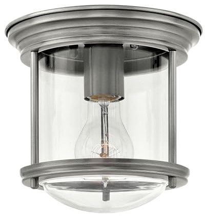 Licht-Erlebnisse Deckenlampe Bad IP44 D: 19,6 cm Nickel Antik klein Metall Glas E27 Vintage Deckenleuchte Badezimmer Küche Badlampe