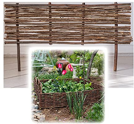 Wicker Garden Fencing – Decorative Willow Hurdle Panels for Flowerbed Patio and Driveway – Easy to Install Lawn Border Edge – Weaved Rattan Effect – Prevent Pets – Size: 35X60CM/1.14X1.96FT – Color: B
