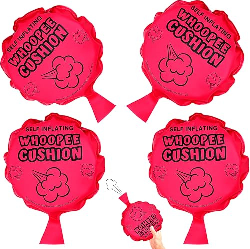 4E's Novelty Große selbstaufblasende Whoopie-Kissen, 17,8 cm, Whoopie-Kissen für Streichkissen, Spielzeug für Kinder und Erwachsene, langlebiges rosa Whoopee-Kissen, Spielzeug, Whoopie-Kissen für