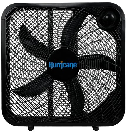 Hurricane Classic Floor Mount Box Fan w/ 3 Quiet Speeds, Black, 20 - Corded Portable Electric Air Cooling Unit w/ Powerful 2400 CFM Airflow for Home, Garage, Office, Bedroom & Basement