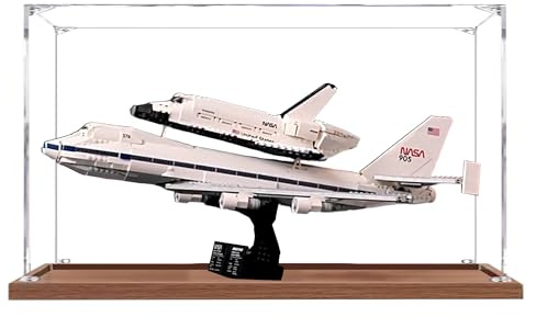 Acrylic Display Case for Lego 10360 Space Shuttle Transport Building Set, Clear Display Case, Dust-Proof Display Case Compatible with Lego 10360 (Only Display Case) (Transparent 2MM Wood Base)