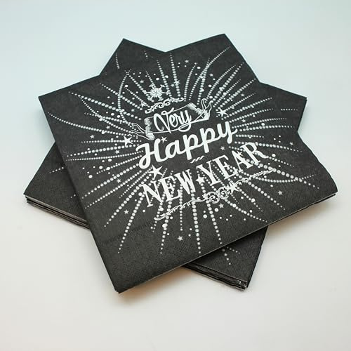 20 schwarze Servietten, Watte, 33 x 33 cm