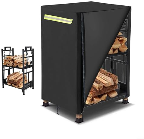Advokingtap Firewood Log Rack With Waterproof Cover Large Capacity Log Store Outdoor Firewood Racks Holder, 48 * 43 * 85cm