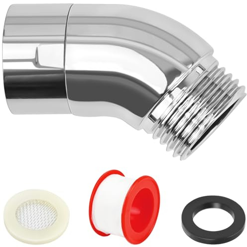 JAXICREY Winkelstück für Handbrause Adapter 1/2 Zoll, Duschkopf Verlängerung Handbrause Adapter 135 Grad Duschkopf Verbindungsstück Duschschlauch Winkelstück für Handbrausen und Wandbrausen