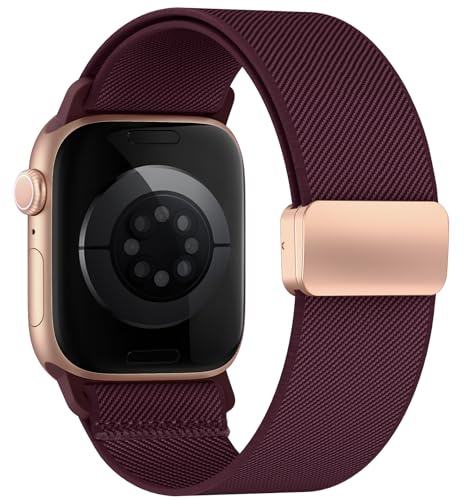 Nylon Bracelets Compatible avec Apple Watch 38mm 40mm 41mm 42mm 44mm 45mm 46mm 49mm Femme Homme, Bracelet Réglable Nylon élastique Sport Magnétique pour iWatch Series 11 10 9 8 7 6 5 4 3 2 1 SE Ultra