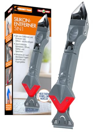 SMART TOOL Silikonentferner [5 in 1] Silikonschneider – Fugenglätter – Werkzeug – für Küche Bad Boden – Fugenmesser