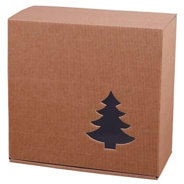 Feinkostkarton, Geschenkkarton Window Tree, natur, 30 x 30 x 11 cm, 35 Stück