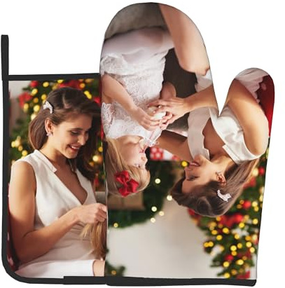 Personalisiertes Backofenhandschuh- und Topflappen-Set - Individuelle Küchengeschenke mit eigenem Bild/Text für Freunde und Familie