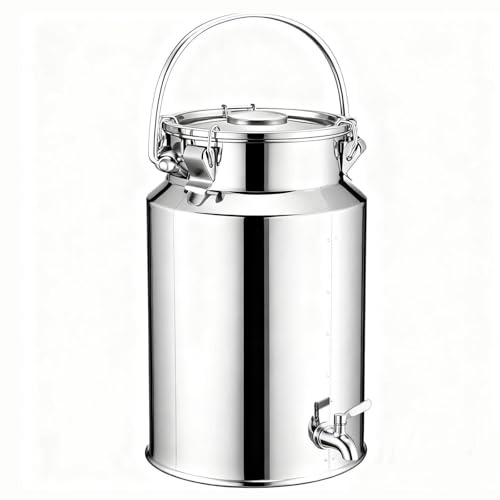 201 Stainless Steel Airtight Milk Can Jug 3L/5L/10L/15L Bucket Seal Milk Transport Can for Milk and Wine Liquid Solids Kitchen Storage,liters-5L
