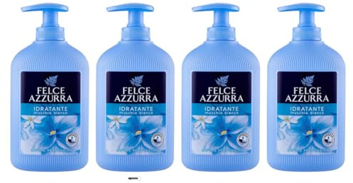Felce Azzurra Sapone Liquido Muschio Bianco, White Musk, Ideale per Mani e Viso, Confezione da 4 Pezzi + Italy Shop Portachiavi Gratis