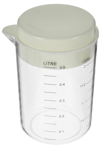 ifundom Taza Medidora de Líquidos Reutilizable con Tapa Hermética, 500 Ml, Plástico Resistente Libre de Bpa, para Cocina y Repostería, Herramienta de Medición Precisa y Fácil Limpieza