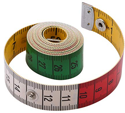 KUHRLRX Måttband skräddarmåttband, bandmått 150 cm omkrets måttband skräddarbandmått mått mått linjal dubbelsidig knapp kropp mått färg linjal syverktyg