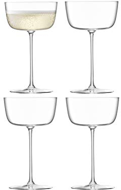LSA G1619-09-301 Copa de Champán, Saucer, Borough, Transparente, 240ml, Paquete de 4