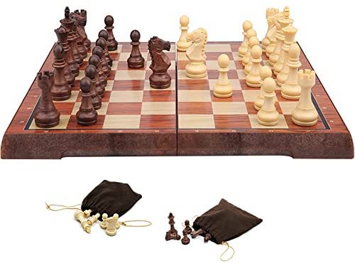KOKOSUN Schachspiel Magnetisch Faltbares Schachbrett Schach mit Aufbewahrungstasche Einfach zu Tragen, Lernspielzeug/Geschenk für Kinder und Erwachsene (36×31cm)