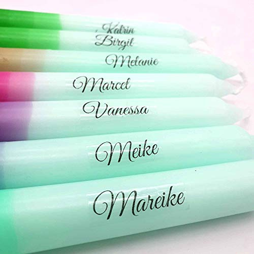 4er Set: Getauchte Kerzen mit Namen oder Spruch| Individuell | Glückskerze | Stabkerze | Personalisiert | Glückskerze | Geschenk