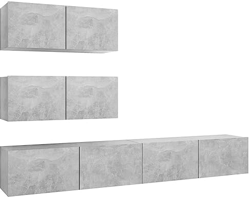 vidaXL 4-TLG. TV-Schrank-Set Betongrau Holzwerkstoff