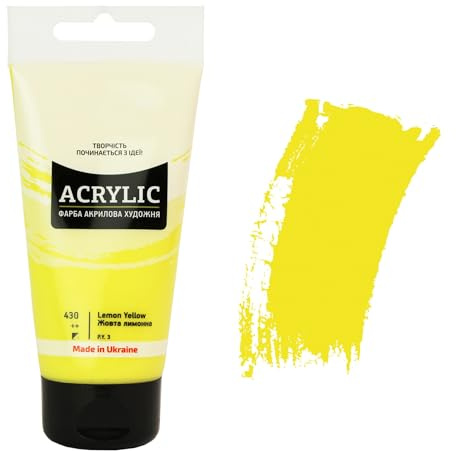 7 Artists Acrylfarbe Gelb 75 ml – Hochdeckende Zitronengelb Acryl für Holz, Leinwand, Ton & Stein Bemalen | Einzelne Acrylic Paint | Acryl Farbe für Basteln & Malen | Acrylfarben Einzeln