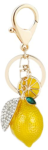 ARFUKA Schlüsselanhänger Zitrone Anhänger Schlüsselhalter Schlüsselringe Handtaschenanhänger Kristall Strass Taschenanhänger Autoschlüsselanhänger Keychain Geschenke für frauen und Männer