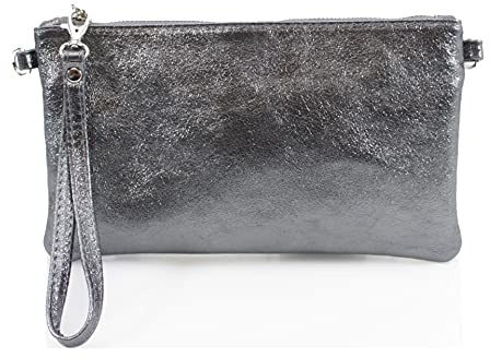 clicktostyle Shinny Metallic Leather Wristlet Clutch Pouch Purse Handbag Women Crossbody Strap Shoulder Bag 8890