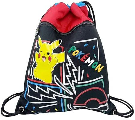 CYPBRANDS Mc-353-pk Pokemon Junior Colorfu Design Pikachu Maniglie Regolabili Zaino Nero Prodotto Ufficiale (CyP Brands), Estandar Unisex-Bambini e Ragazzi
